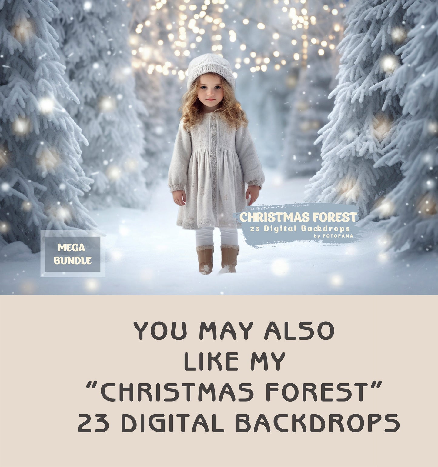 Christmas Forest Backdrop Winter Backdrop Christmas Snow Magic Forest Bokeh Digital Background Christmas Studio Digital Backdrop Overlay JPG