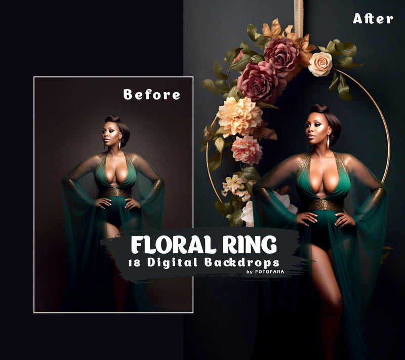 Floral Ring Digital Backdrop Maternity Floral Hoop Digital Backdrop Overlay Maternity Background Floral Hanging Floral Backdrop Hoop Wreath