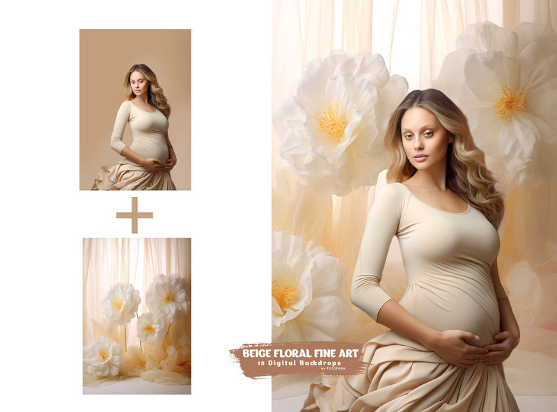 Fine Art Beige Floral Digital Backdrops Maternity Backdrop Overlay Photoshop Art Textures Overlays Photography Digital Background Overlays