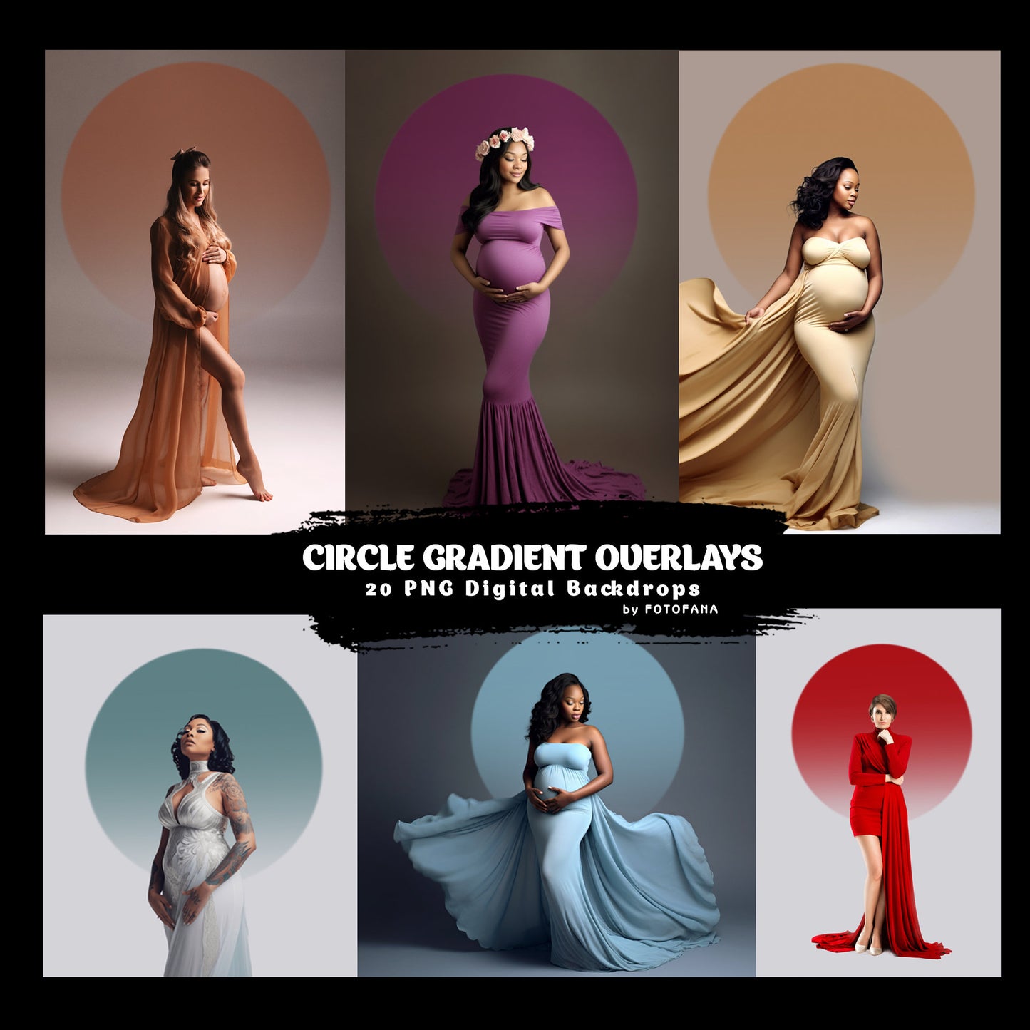 Circle Gradient Overlay Maternity Photoshop Overlay Maternity Digital Backdrop Shadow Overlay Background Maternity Studio Backdrop Overlays