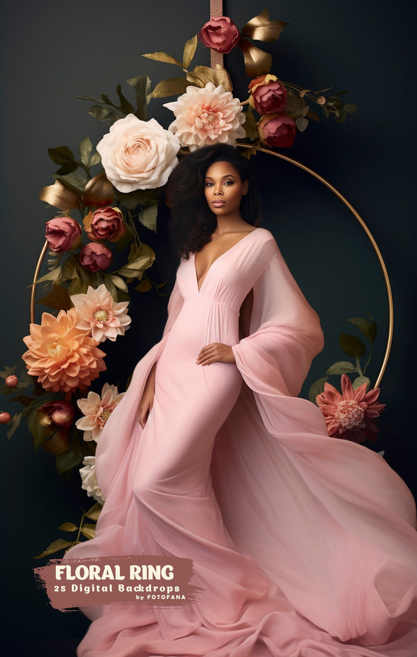 25 Floral Ring Digital Backdrop Maternity Floral Hoop Digital Backdrop Overlay Maternity Background Floral Hanging Floral Backdrop Hoop JPG