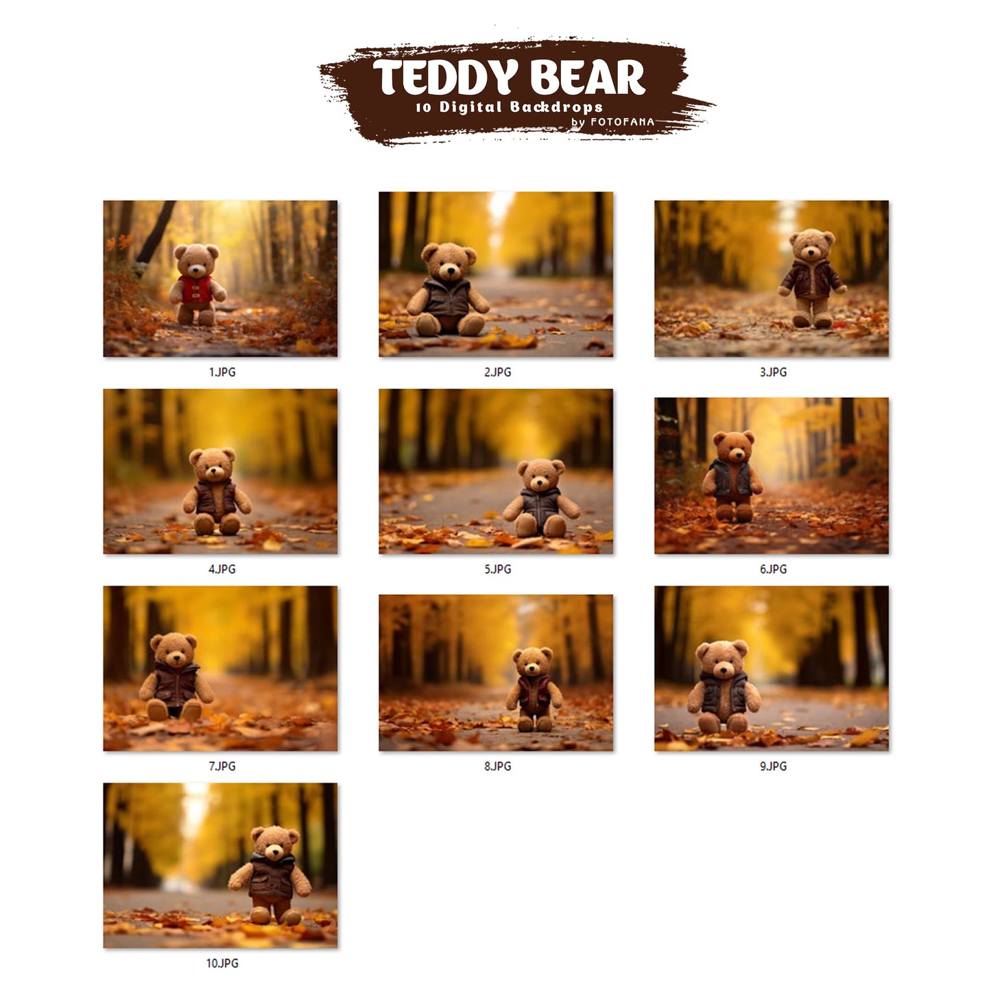 Teddy Bear Digital background Autumn backdrop Nature Path Photoshop composite Digital Backdrop for Photoshop Creative Digital backdrop JPG