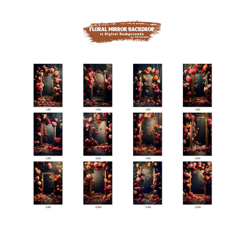 Floral Mirror Digital Backdrop Maternity Floral Digital Backdrop Overlay Maternity Digital Backdrops For Photoshop Floral Maternity Textures