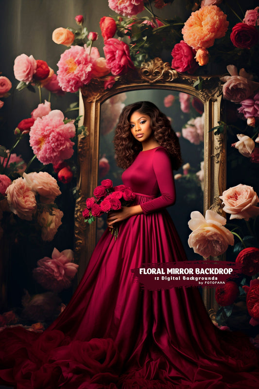 Floral Mirror Digital Backdrop Maternity Floral Digital Backdrop Overlay Maternity Digital Backdrops For Photoshop Floral Maternity Textures
