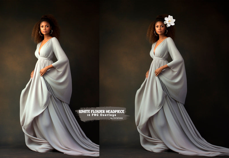 White Flower Headpiece Overlay Floral Maternity Backdrop Overlay Studio Backdrop Overlays Fine Art Floral Textures Photoshop Overlays Png