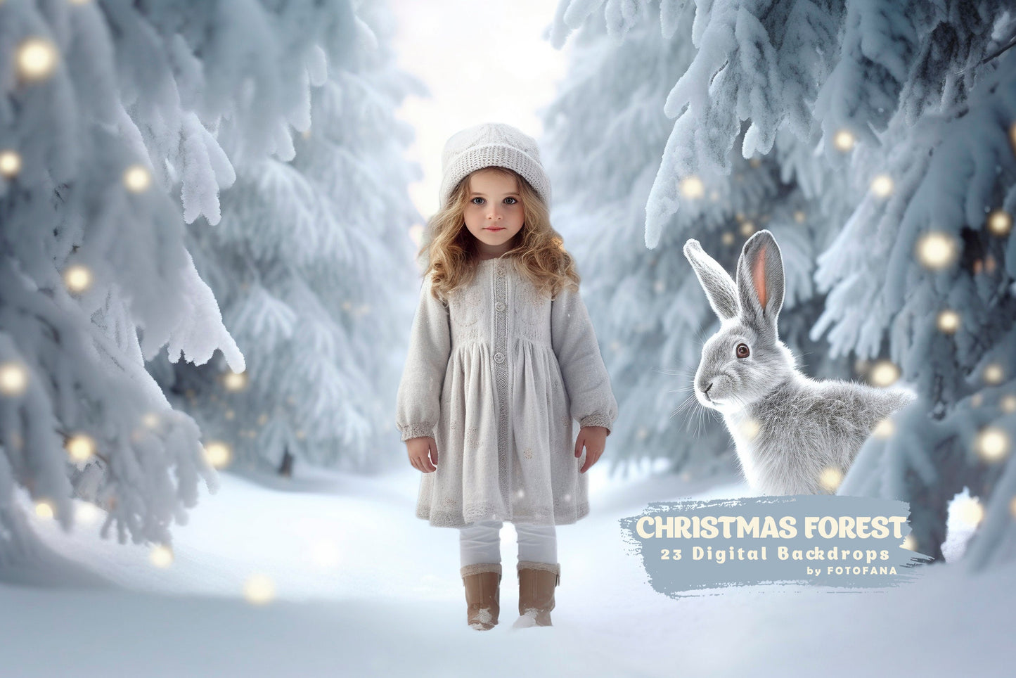 23 Christmas Forest Backdrop Winter Backdrop Christmas Snow Magic Forest Bokeh Digital Background Christmas Studio Digital Backdrop Overlays
