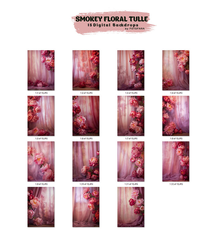 Smokey Floral Tulle Digital Backdrops Maternity Backdrop Overlay Photoshop Textures Overlays Photography Digital Backdrops For Photography