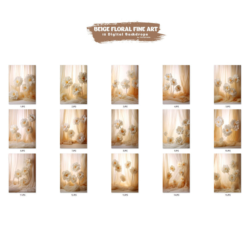 Fine Art Beige Floral Digital Backdrops Maternity Backdrop Overlay Photoshop Art Textures Overlays Photography Digital Background Overlays