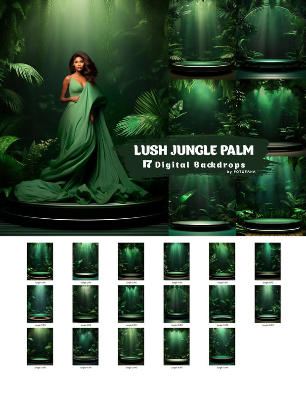 Lush Jungle Palm Digital Backdrops Tropical Backdrop Maternity Backdrop Overlays Studio Backdrop Fine Art Textures Photoshop Overlays Jpg
