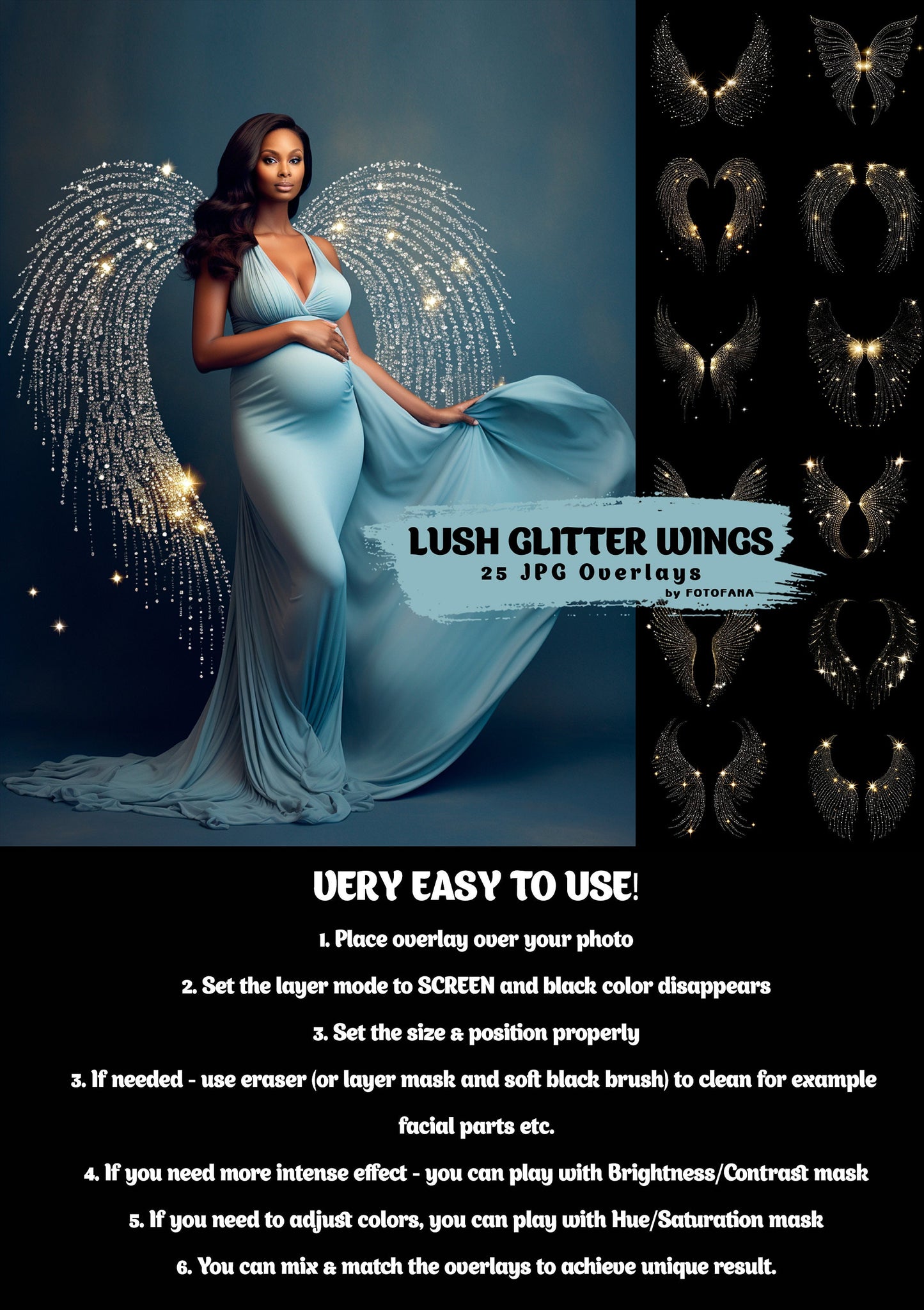 25 Glitter Wings Fairy Wings Overlays Maternity Backdrop Digital Overlays Studio Digital Backdrops Photoshop Maternity Fine Art Textures JPG