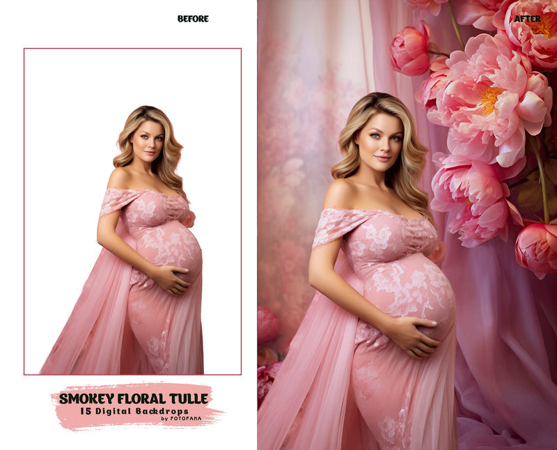 Smokey Floral Tulle Digital Backdrops Maternity Backdrop Overlay Photoshop Textures Overlays Photography Digital Backdrops For Photography