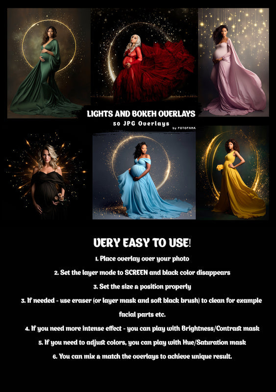 50 Lights And Bokeh Overlays Gold Maternity Rings Circle Overlays Christmas Maternity Light Ring Circles Shine Ring Light Maternity Backdrop