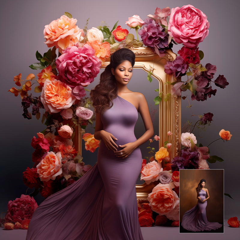 Floral Frame Digital Overlays Maternity Backdrop Digital Studio Overlays Fine Art Textures Photoshop Overlays Floral Digital Background