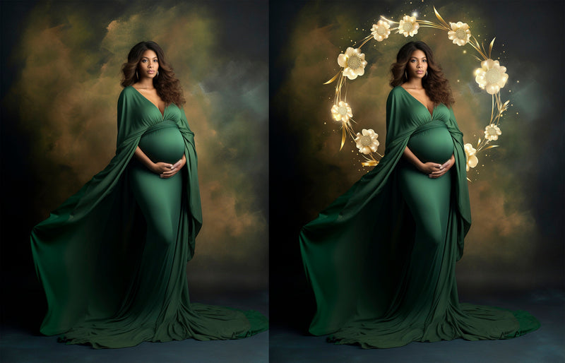 Floral Shining Maternity Rings Overlays Gold Maternity Floral Overlays Maternity Backdrop Halo Ring Circles Light Maternity Backdrop Jpg