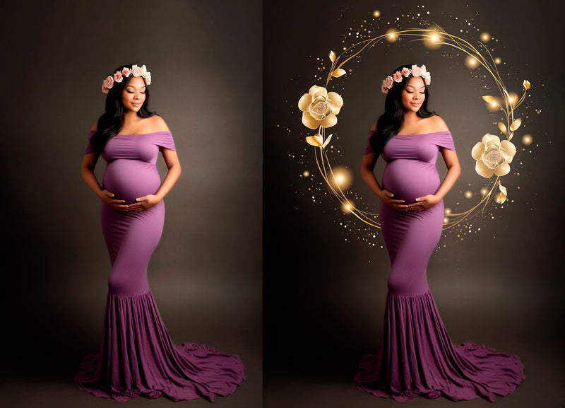 Floral Shining Maternity Rings Overlays Gold Maternity Floral Overlays Maternity Backdrop Halo Ring Circles Light Maternity Backdrop Jpg