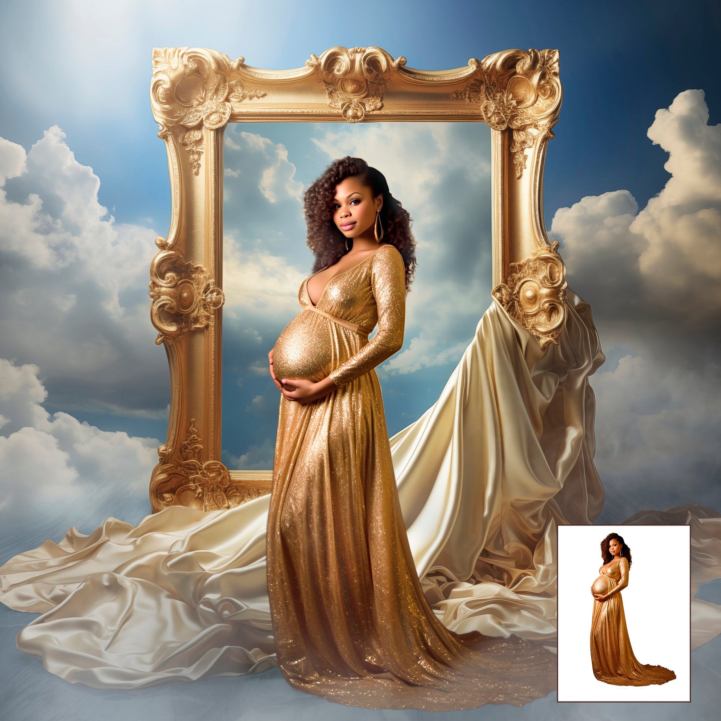 Mystery Gold Frame Digital Backdrop Maternity Overlays Flowing Fabric Overlays Textures Photoshop Overlays Blue Digital Backdrop Photoshop