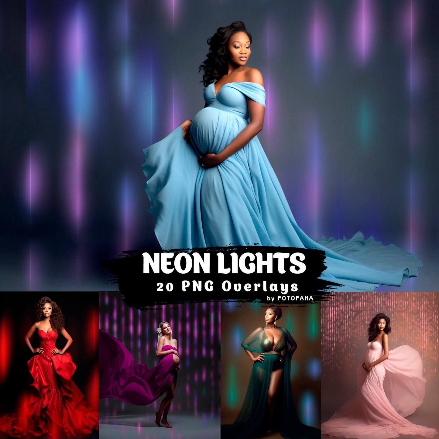 Neon Lights Overlay Glowing Light Photoshop Overlay Halo Maternity Overlay Maternity Digital Backdrop Backlight Maternity Overlay Light