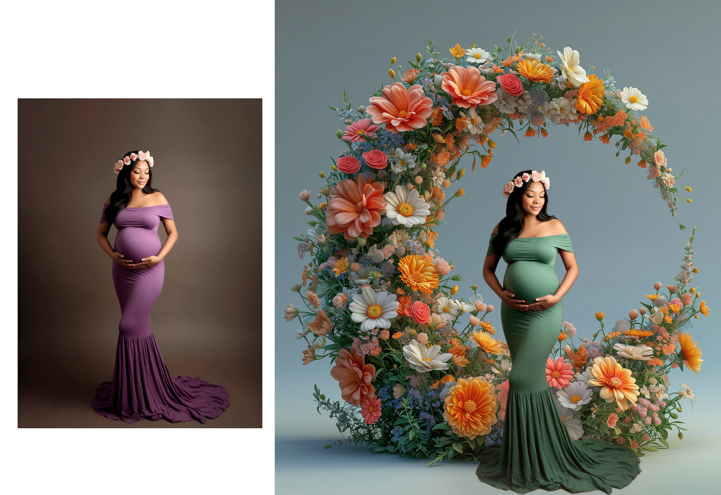23 Floral Ring Digital Backdrops Maternity Floral Hoop Backdrop Overlay Maternity Digital Backdrops for Photoshop Floral Halo Moon Wreath