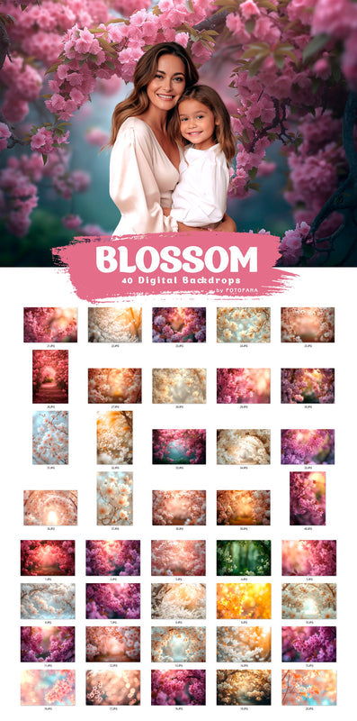 Spring Backdrop Digital Blossom Portrait Photo Editing Photoshop Backgrounds Floral Blooming Pink Branches Blooming Spring Magnolia Backdrop