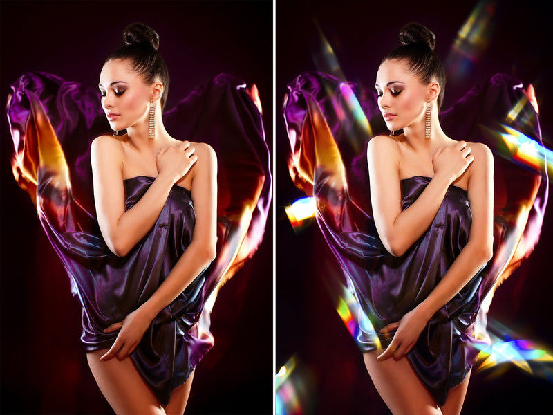 Prism Light Overlays – Dreamy Rainbow Light Effects for Photoshop & Canva