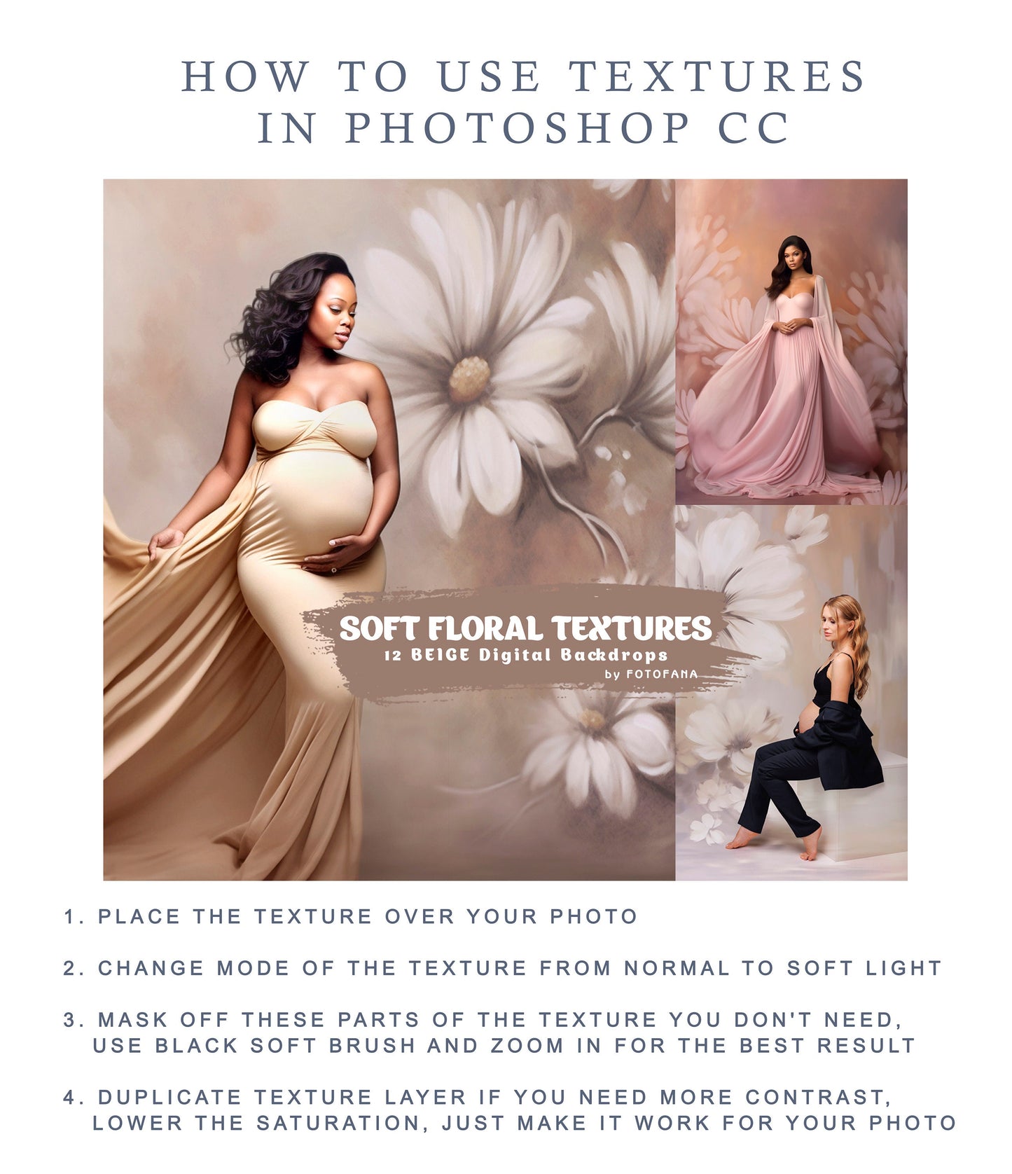 Floral Fine Art Floral Digital Backdrops Maternity Backdrop Overlays Photography Digital Background Overlays Photoshop Textures Overlays JPG