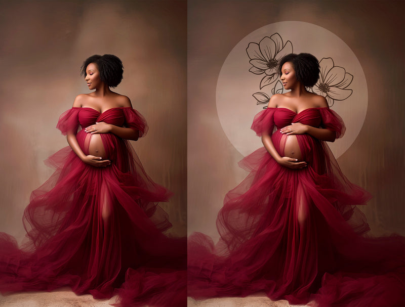 Floral Shadow Overlay Silhouette Overlay Maternity Frame Overlay Halo Maternity Maternity Ring Overlay Digital Backdrop Maternity Backdround