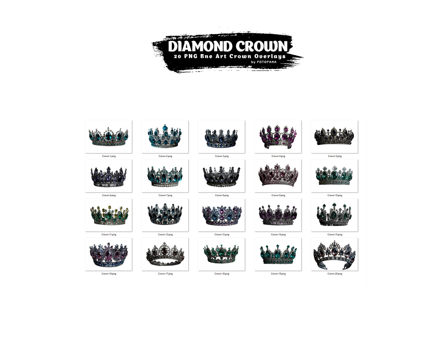 20 Crown Overlays Diamond Crown Tiara Overlays Photoshop Transparent King Overlays Queen Crown Goddess Headpiece Celestial Maternity Overlay