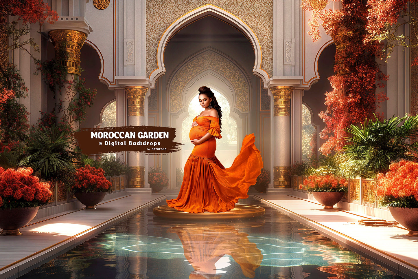 Moroccan Garden Digital Backdrop Maternity Overlays Studio Backdrop Overlays Fine Art Textures Photoshop Overlays Digital Background Photo