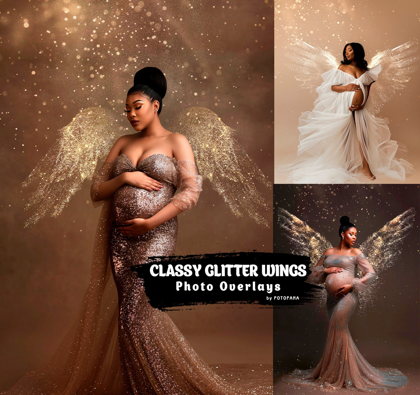Glitter Wings Overlays Photoshop – Shimmering Angel Wings for Maternity Photoshoots