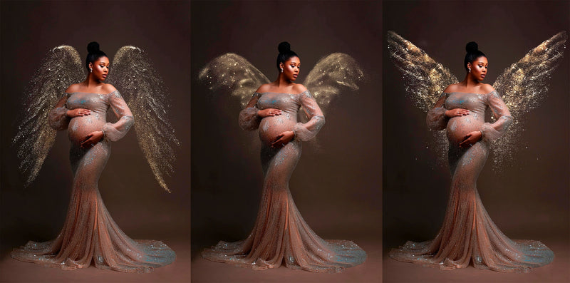 Glitter Wings Overlays Photoshop – Shimmering Angel Wings for Maternity Photoshoots