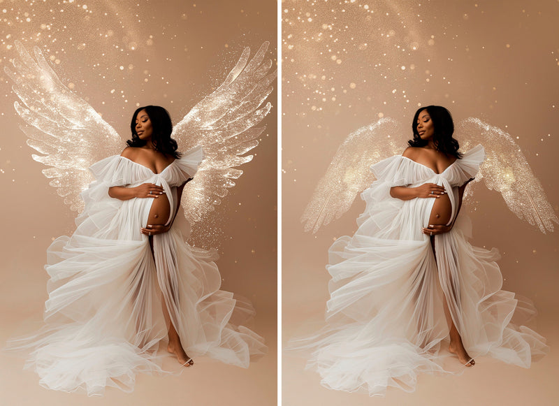 Glitter Wings Overlays Photoshop – Shimmering Angel Wings for Maternity Photoshoots