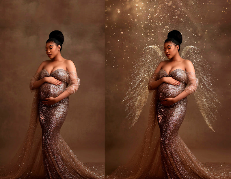Glitter Wings Overlays Photoshop – Shimmering Angel Wings for Maternity Photoshoots