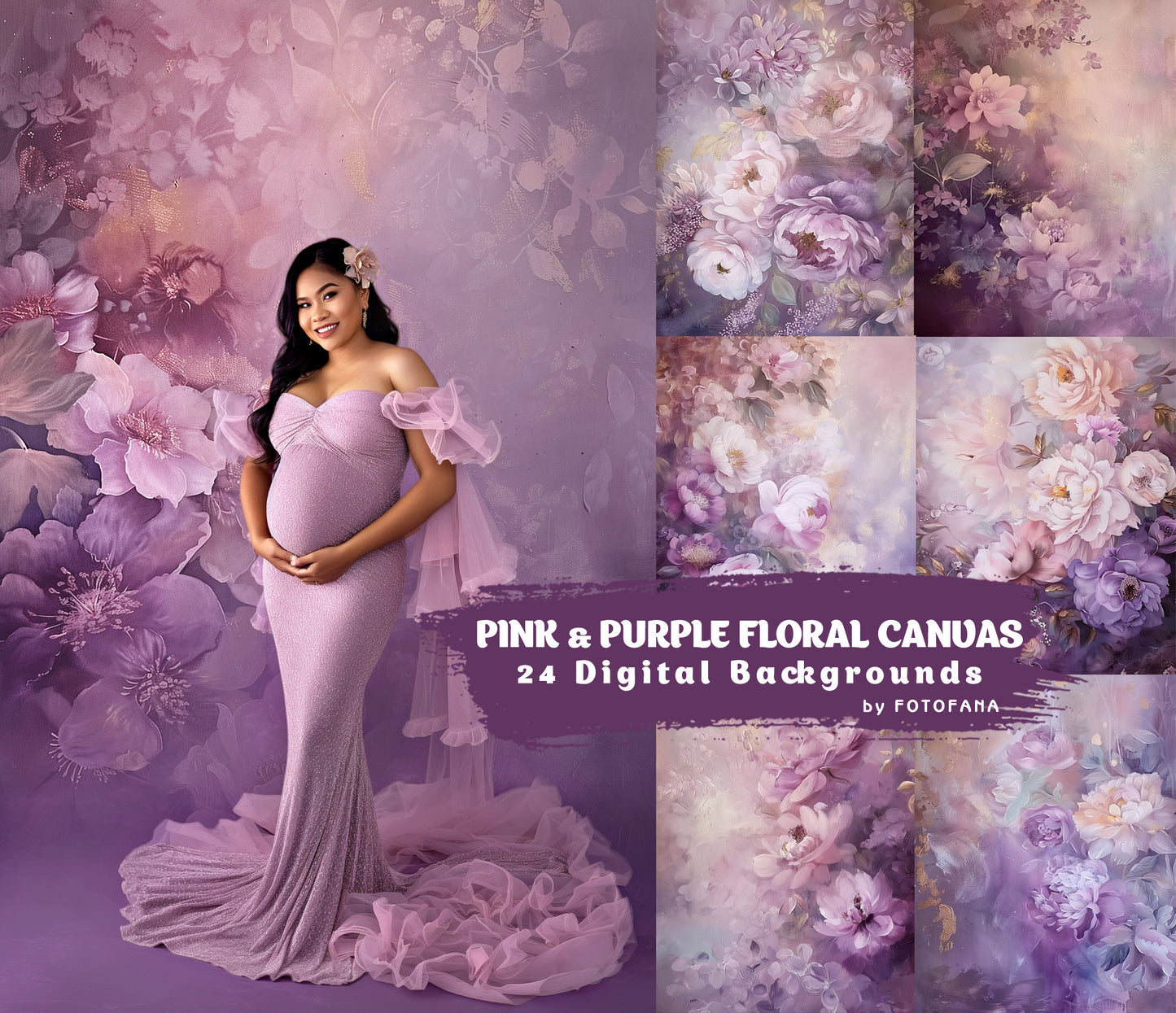 24 Pink Floral Digital Backdrops Maternity Overlays Maternity Digital Background Fine Art Textures Photoshop Overlays Flowers Backdrops