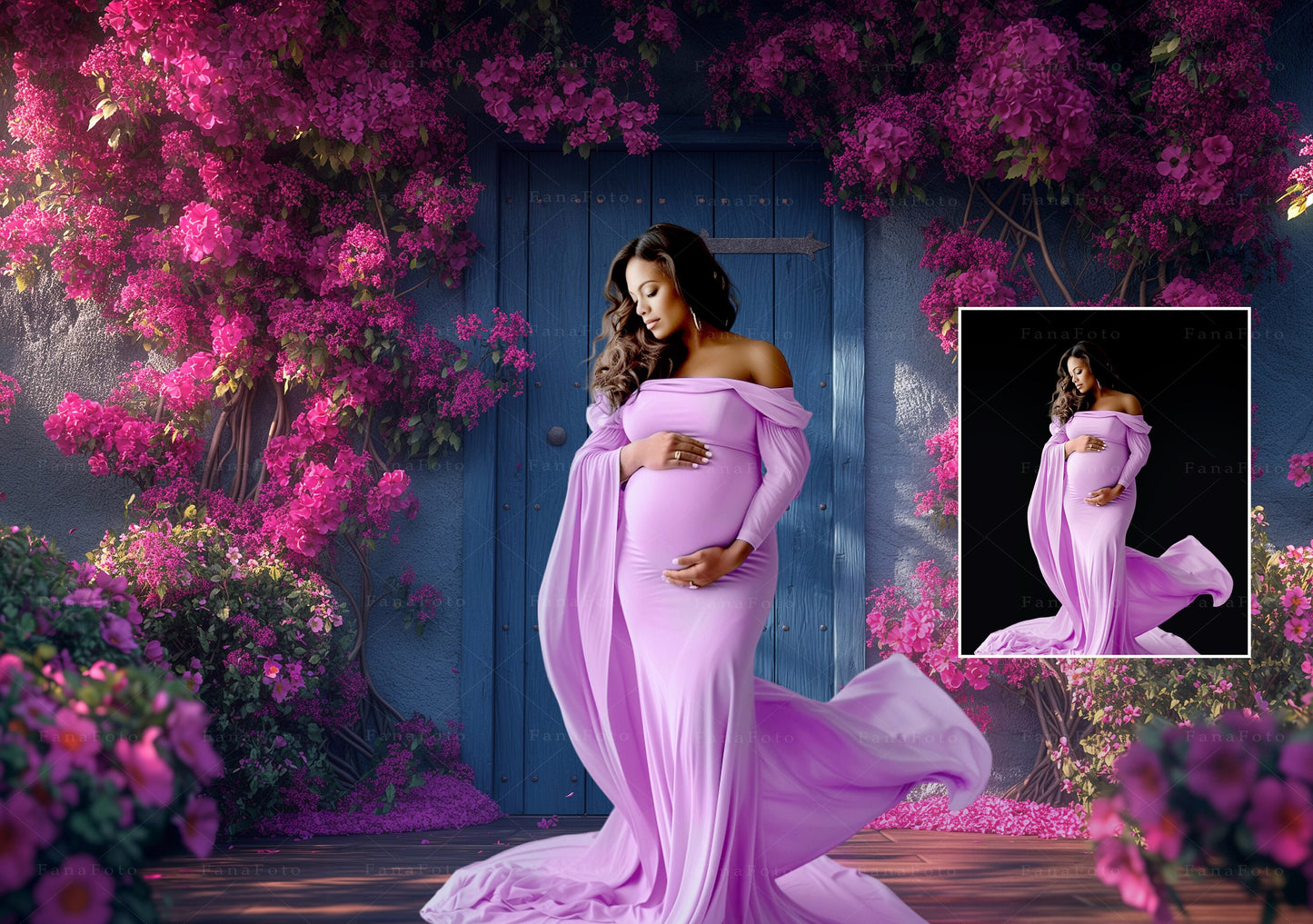 Floral Door Digital Backdrops Maternity Backdrop Overlays Spring Studio Backdrops Floral Overlays Fine Art Backgrounds Photoshop Overlays