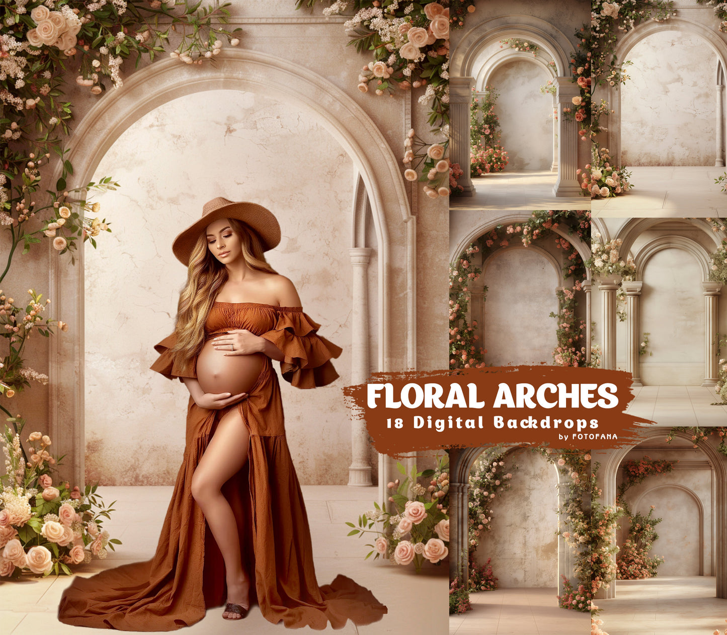 18 Floral Arch Backdrops Digital Backdrop Overlay Maternity Backdrop Digital Floral Overlays Newborn Studio Backdrop for Photoshop Overlays