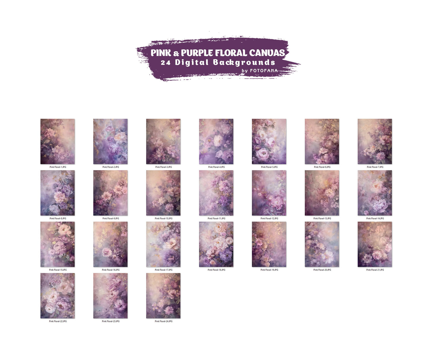 24 Pink Floral Digital Backdrops Maternity Overlays Maternity Digital Background Fine Art Textures Photoshop Overlays Flowers Backdrops