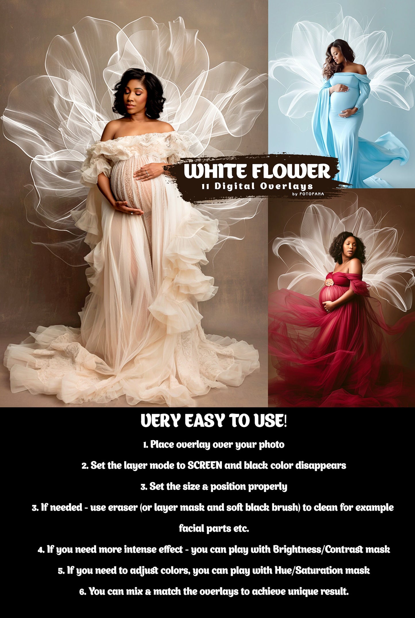 FLORAL OVERLAYS Digital Backdrops Maternity Digital Backgrounds Floral Overlays Fine Art Studio Backdrop Photoshop Overlay Texture Photoshop