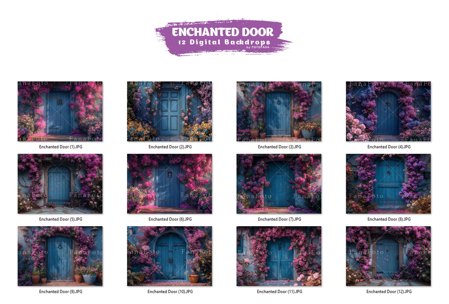 Floral Door Digital Backdrops Maternity Backdrop Overlays Spring Studio Backdrops Floral Overlays Fine Art Backgrounds Photoshop Overlays