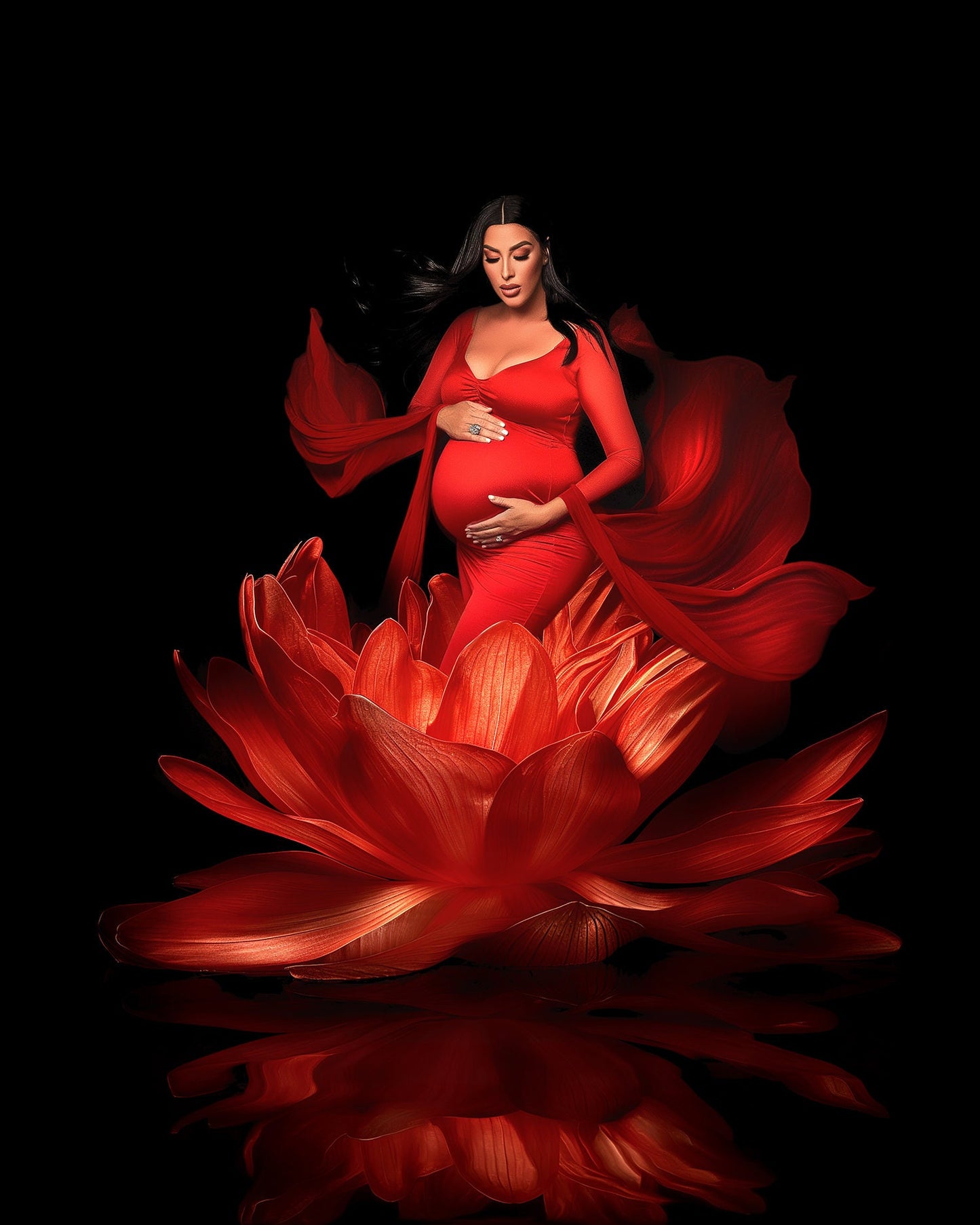 FLORAL BACKDROPS Digital Fleur Lotus Backdrop Overlay Maternity Backdrop Digital Floral Overlays Art Studio Backdrop for Photoshop Overlays