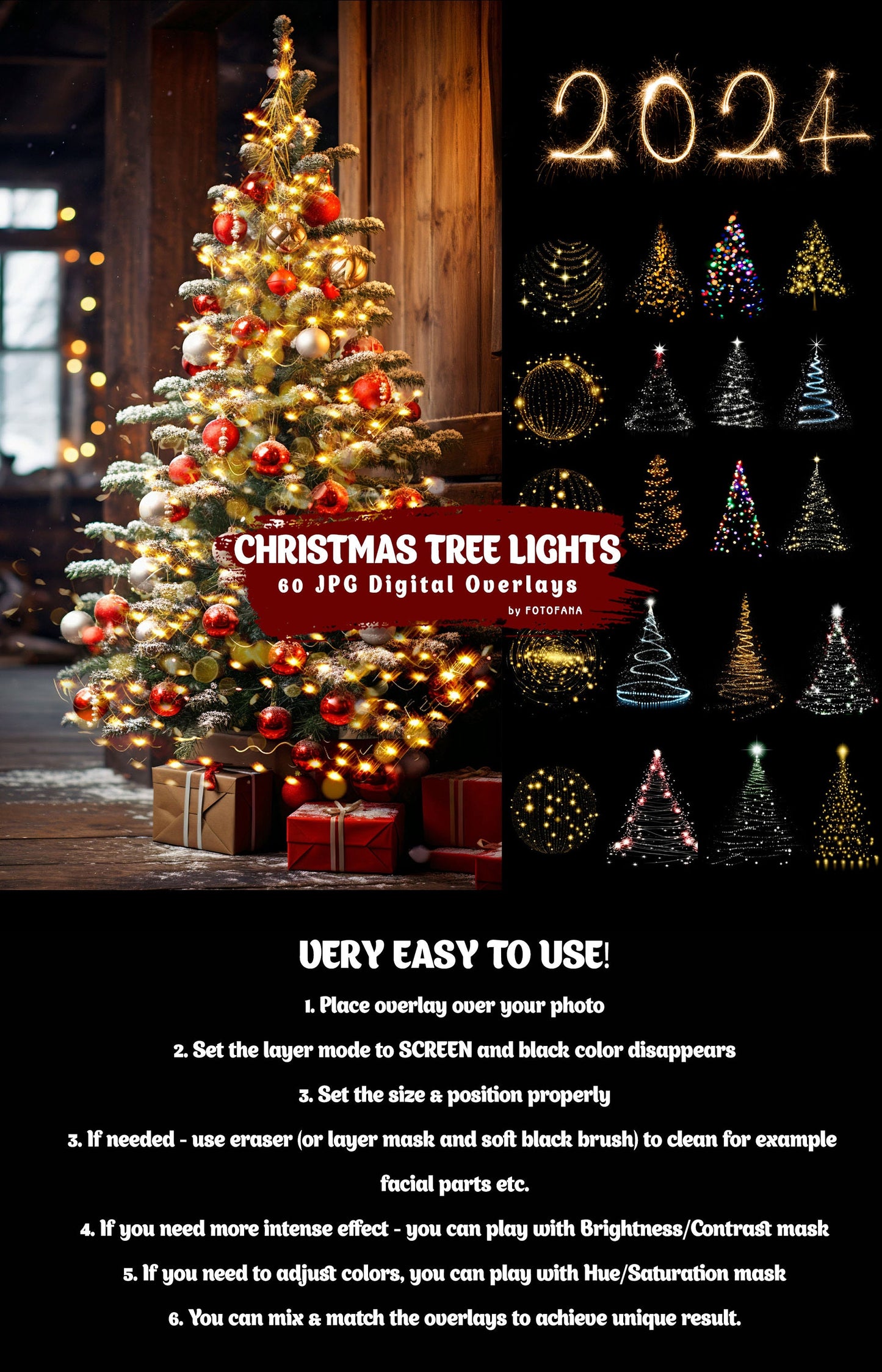 60 Christmas tree lights Bokeh Light Overlays Christmas Overlays Fairy Light Photoshop Overlays Christmas Bokeh Christmas Digital Backdrop