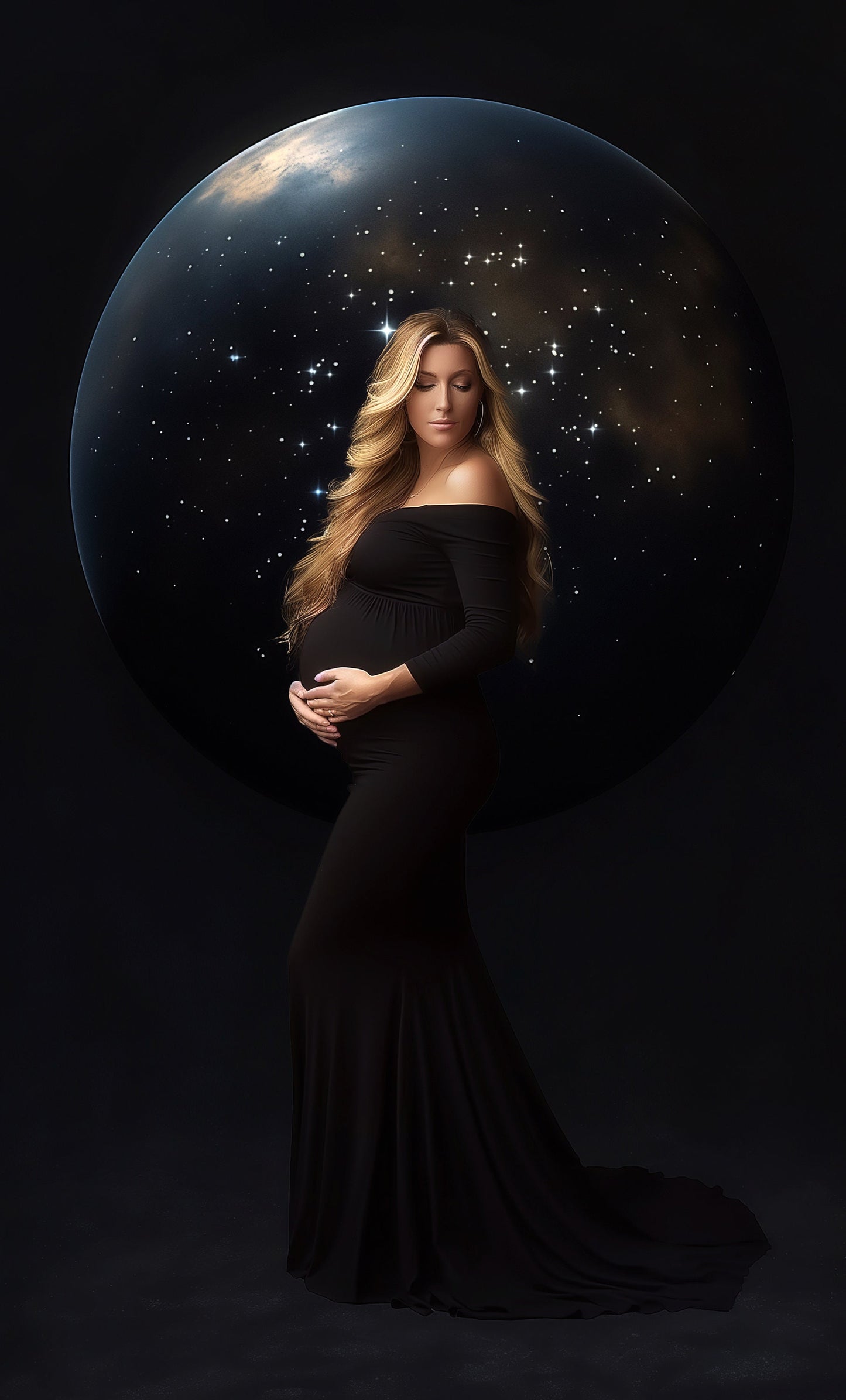 MYSTERIOUS MOON Backdrop Full Moon Overlay Digital Backgrounds For Photography Maternity overlay Photoshop Editing Maternity Backdrop Art