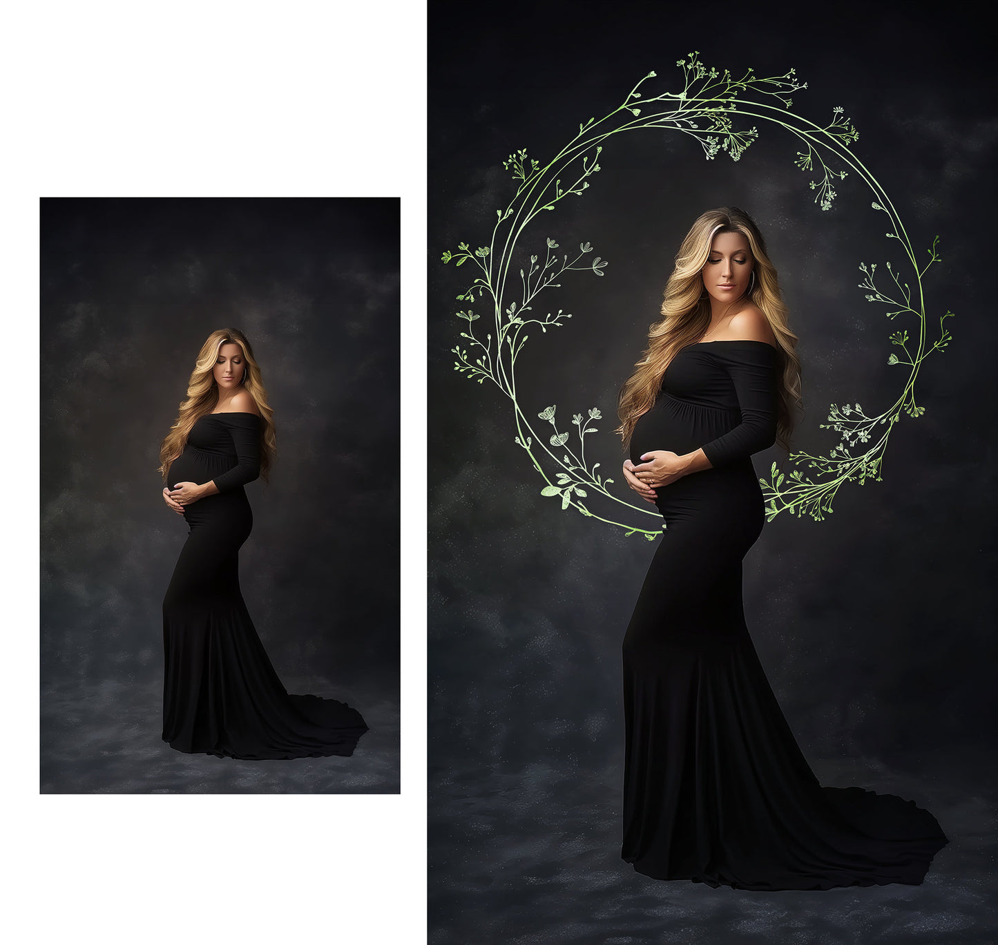 NATURE BOTANICAL RING Set Floral Maternity rings Overlays Gold Maternity Overlays Backdrops Halo Ring Circles Maternity Backgrounds Fine Art