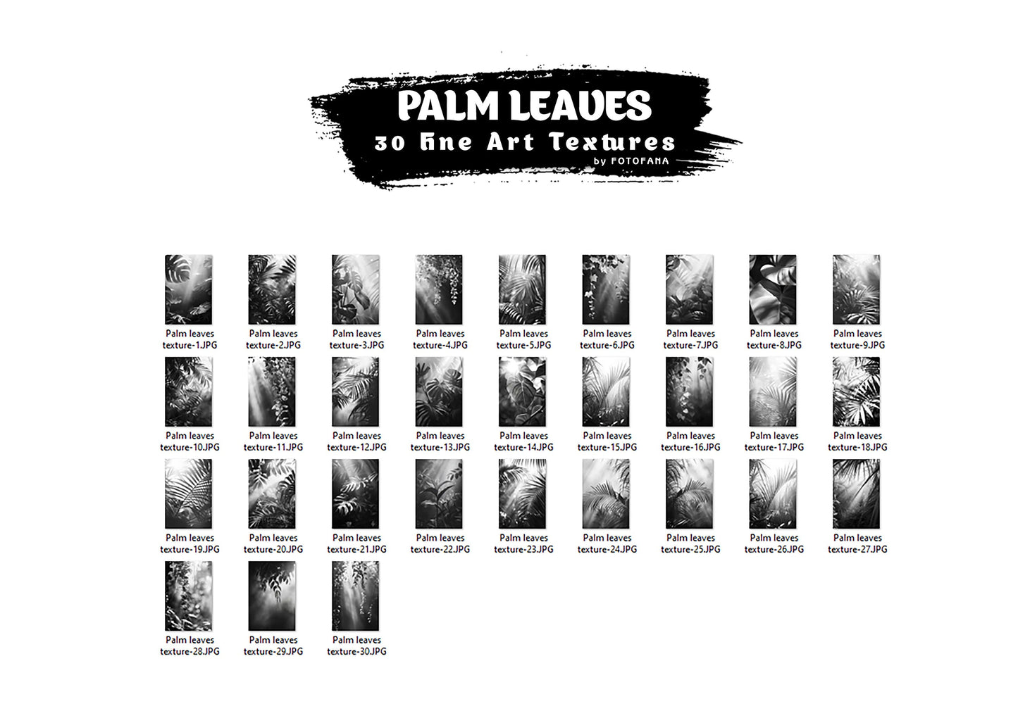 30 PALM LEAVES TEXTURES Fine Art Overlays Photoshop Textures Floral Maternity Backdrops Tropical Textures Floral Texture Overlays Maternity
