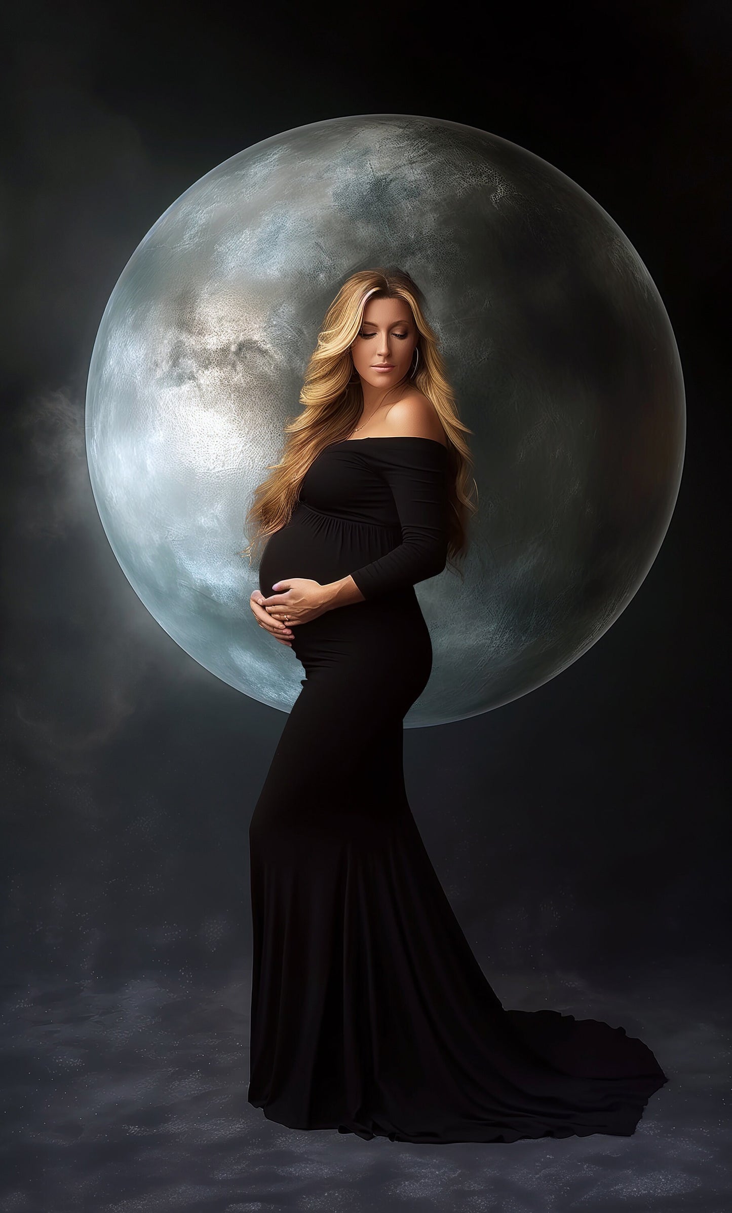 MYSTERIOUS MOON Backdrop Full Moon Overlay Digital Backgrounds For Photography Maternity overlay Photoshop Editing Maternity Backdrop Art