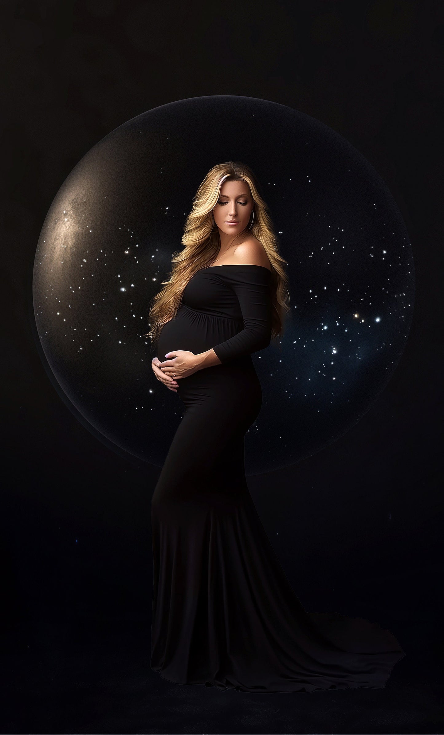 MYSTERIOUS MOON Backdrop Full Moon Overlay Digital Backgrounds For Photography Maternity overlay Photoshop Editing Maternity Backdrop Art