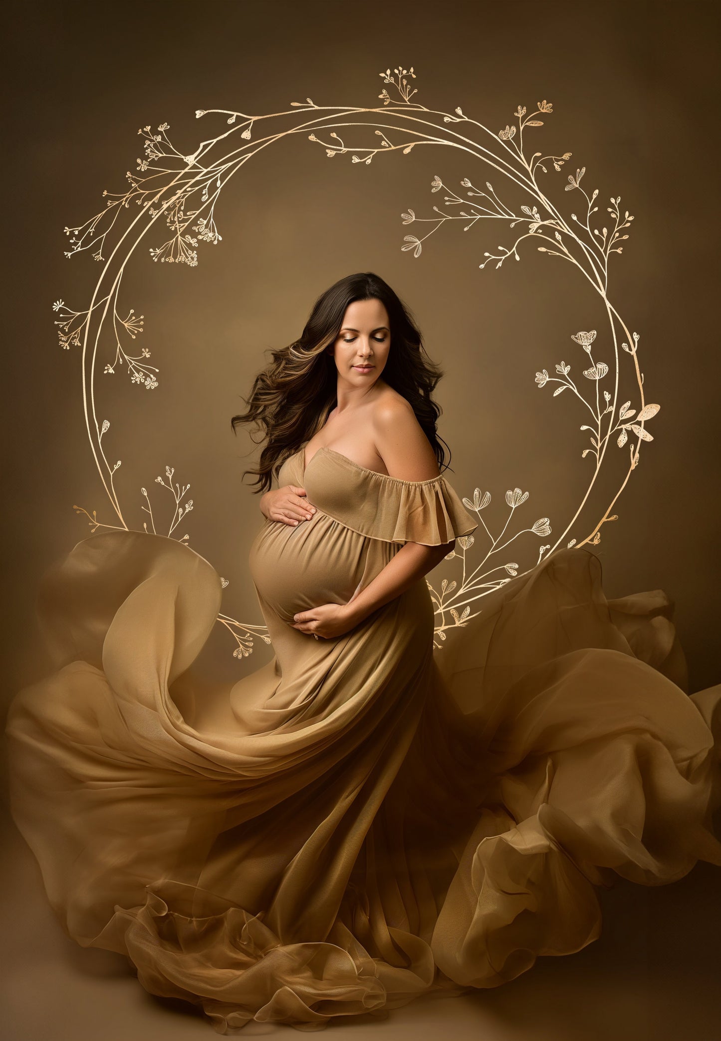NATURE BOTANICAL RING Set Floral Maternity rings Overlays Gold Maternity Overlays Backdrops Halo Ring Circles Maternity Backgrounds Fine Art