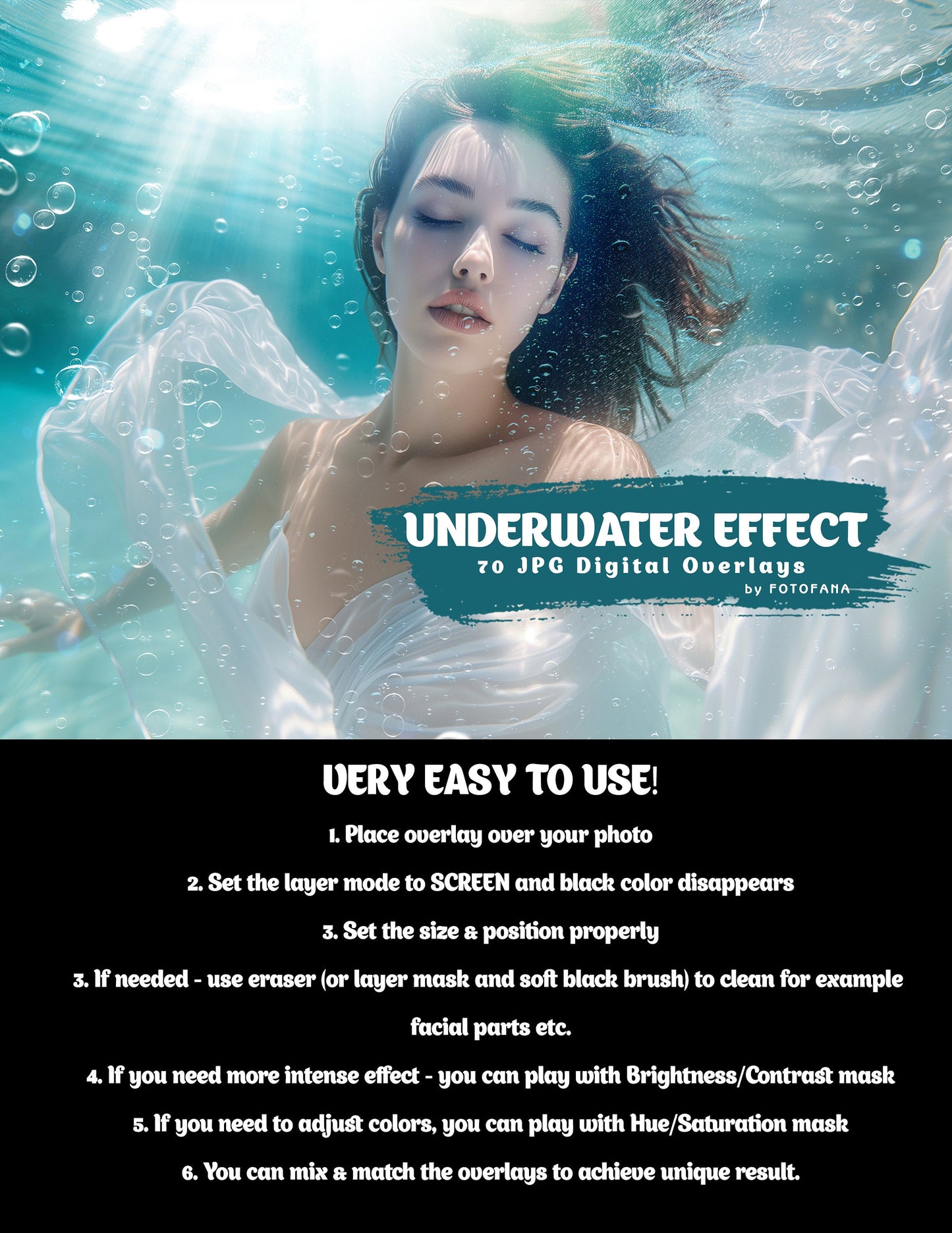 UNDERWATER EFFECT Photo Overlays Blue Water Overlays Ocean Depth Effect Sea Texture Kids Digital Backdrops Marine Photo Edit Aquatic Fantasy