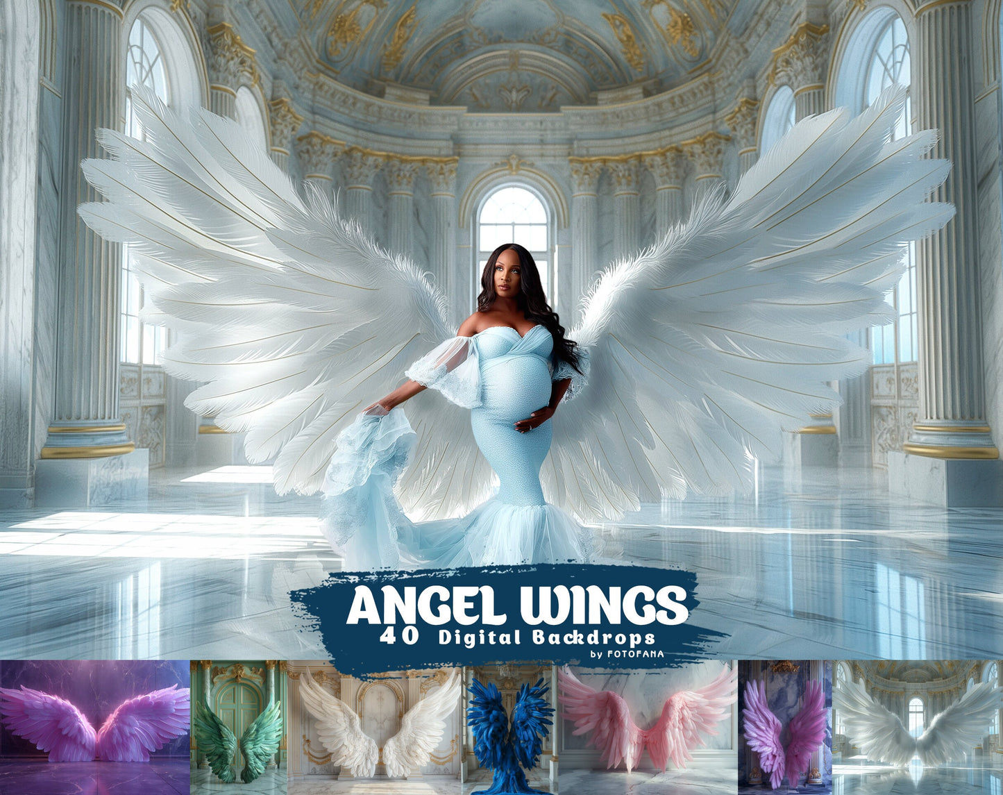 40 Angel Wings Digital Backgrounds Maternity Backdrop Overlays Studio Backdrops Photoshop Maternity Fine Art Textures Photoshop Art Overlays