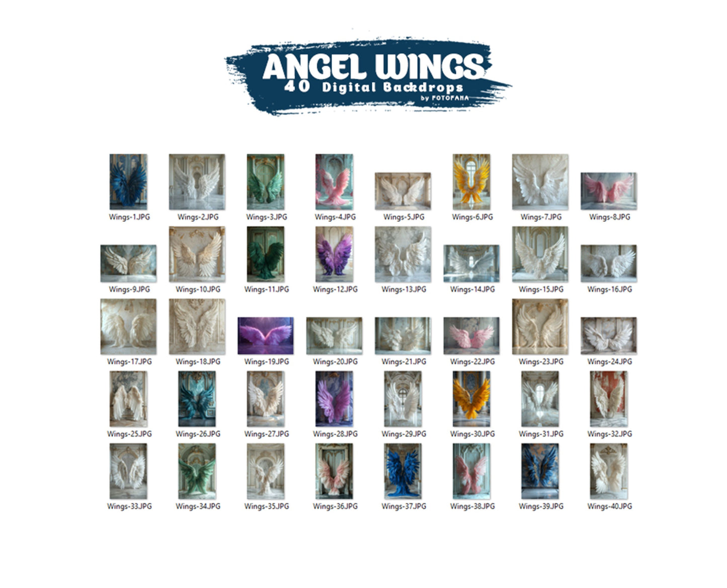 40 Angel Wings Digital Backgrounds Maternity Backdrop Overlays Studio Backdrops Photoshop Maternity Fine Art Textures Photoshop Art Overlays