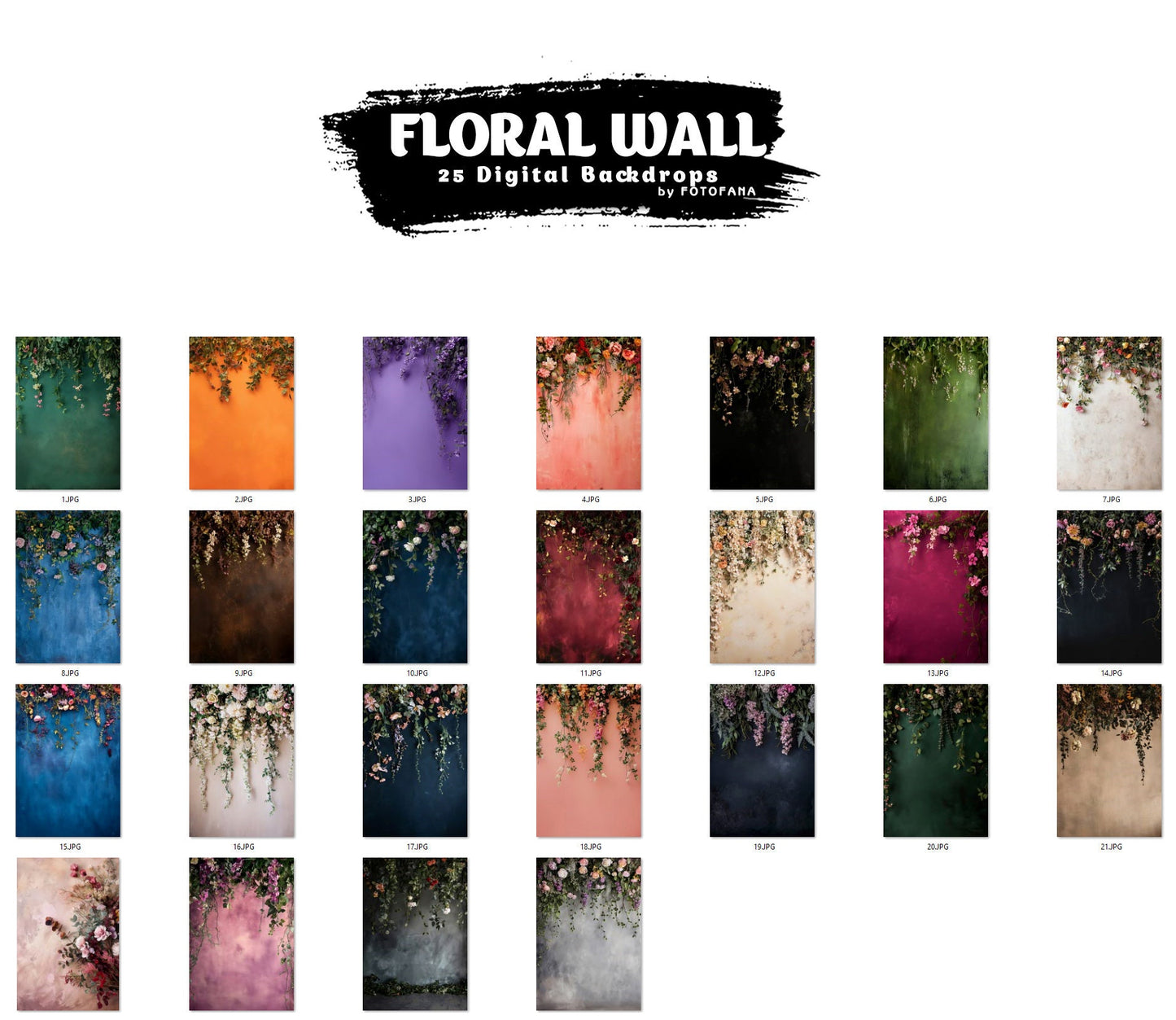 FLORAL WALL Digital Backdrops Floral Overlays Maternity Backdrop Digital Studio Backdrop for Photoshop Overlays Floral Overlays Art Newborn